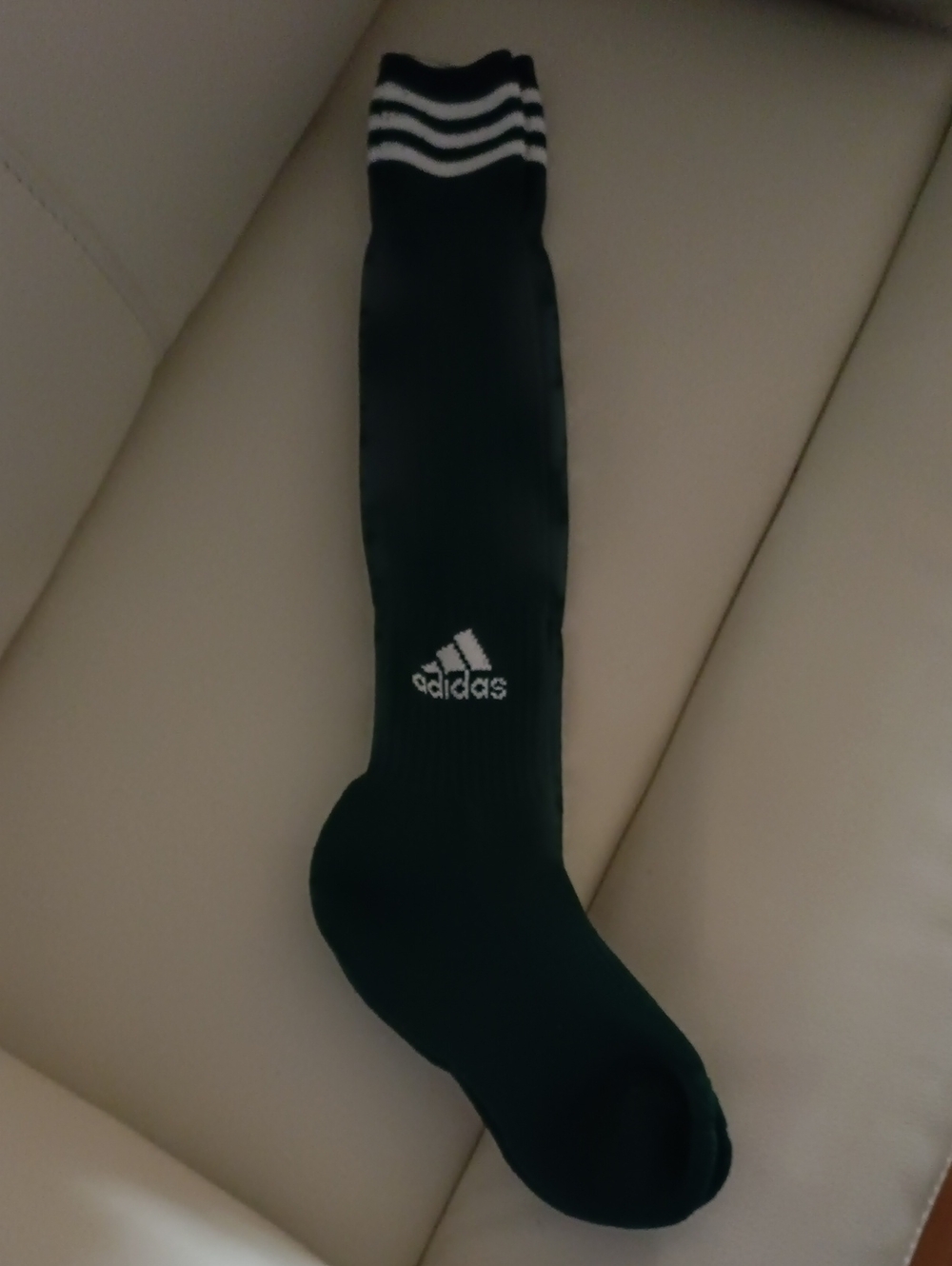 adidas Men’s Dark Green Athletic Soccer ⚽ Crew Sock with White Stripes and Logo